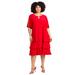 Plus Size Women's Embellished Keyhole Midi-Tier Dress by Catherines in Red Lipstick (Size 1X)