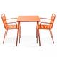 Oviala Business Set aus quadratischem Gartentisch und 2 Sesseln aus orangefarbenem Stahl - Oviala