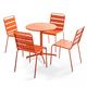 Oviala Business Set aus rundem Gartentisch und 4 orangefarbenen Stühlen - Oviala