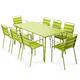Oviala Business Set aus Gartentisch und 8 Sesseln aus grünem Metall - Oviala
