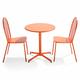 Oviala Business Set aus rundem Tisch und 2 Bistrostühlen aus orangefarbenem Metall - Oviala