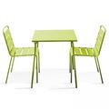 Oviala Business Set aus quadratischem Gartentisch und 2 Stühlen aus grünem Stahl - Oviala