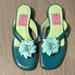 Lilly Pulitzer Shoes | New Lilly Pulitzer Vintage Leather Flower Sandals | Color: Blue/Green | Size: 6