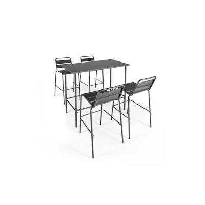 Oviala Business Set aus Stehtisch und 4 Barstühlen aus grauem Metall - Oviala