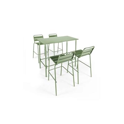 Oviala Business Set aus Stehtisch und 4 Barstühlen aus Metall in Kaktusgrün - Oviala