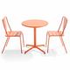 Oviala Business Set aus rundem Tisch und 2 Bistro-Terrassenstühlen aus orangefarbenem Metall - Oviala