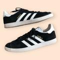 Adidas Shoes | Adidas Gazelle Shoes Black White Sneakers Nubuck Leather Lace Up Mens Size 10 | Color: Black/White | Size: 10