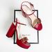 Gucci Shoes | Gucci Marmont Platform Sandals 40 Us 10 Red Leather Block Heel Ankle Strap | Color: Red | Size: 10