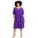 Plus Size Women's Embellished Keyhole Midi-Tier Dress by Catherines in Purple (Size 5X)