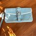 Coach Bags | Coach Blue Suede Wristlet Wallet Purse Pouch Dot Trim Buckle Front Closure | Color: Blue/White | Size: Os