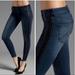 Free People Jeans | Free People Dark Wash Faux Leather And Denim Skinny Jeans | Color: Black/Blue | Size: 25