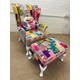 Parker Knoll wing Back chair and matching footstool newly upholstered in patchwork design
