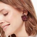 Kate Spade Jewelry | Kate Spade Russet Leather Flower Post Earrings, With Gold Studs And Pink Crystal | Color: Black/Pink | Size: 1.25”