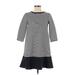 Tommy Hilfiger Casual Dress - DropWaist High Neck 3/4 sleeves: Blue Color Block Dresses - Women's Size Small