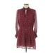 BA&SH Casual Dress - Mini Tie Neck 3/4 sleeves: Burgundy Dresses - Women's Size Medium