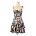 LC Lauren Conrad Casual Dress - A-Line Scoop Neck Sleeveless: Blue Print Dresses - Women's Size 8