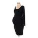 Old Navy - Maternity Casual Dress - Bodycon Scoop Neck Long sleeves: Black Solid Dresses - Women's Size Small