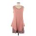 LOGO by Lori Goldstein Casual Dress - A-Line Scoop Neck Sleeveless: Pink Color Block Dresses - Women's Size Medium