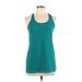 Brooks Active Tank Top: Teal Print Activewear - Women's Size Large