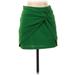 Shein Casual Mini Skirt Mini: Green Solid Bottoms - Women's Size X-Small