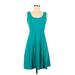 Herou Casual Dress - A-Line Scoop Neck Sleeveless: Teal Solid Dresses - Women's Size Medium