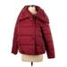 Banana Republic Factory Store Coat: Below Hip Burgundy Print Jackets & Outerwear - Women's Size Small Petite