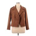 Philosophy Republic Clothing Faux Leather Jacket: Short Brown Solid Jackets & Outerwear - Women's Size 1X