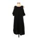 Just Be... Casual Dress - Shift Cold Shoulder Short sleeves: Black Solid Dresses - Women's Size Small