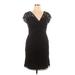 Marina Casual Dress - Mini V-Neck Short sleeves: Black Solid Dresses - Women's Size 16 Petite