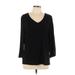 J.Jill Long Sleeve T-Shirt: Black Tops - Women's Size Large