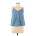 Hinge Sleeveless Blouse: Blue Tops - Women's Size Medium