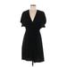 Mossimo Supply Co. Casual Dress - Mini V Neck Short sleeves: Black Print Dresses - Women's Size Large