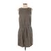 Lou & Grey Casual Dress Crew Neck Sleeveless: Gray Solid Dresses - Women's Size Small