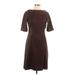 Shabby Apple Casual Dress - Sheath Crew Neck Short sleeves: Brown Solid Dresses - Women's Size Large