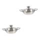 POPETPOP 2pcs Mini Hot Pot Metal Small Cooking Pots Stock Pot Spanish Cooking Pan Stainless Steel Saucepan Stainless Steel Saute Pan Daily Use Pots Induction Glass Vegetable Pot