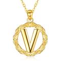 TANGPOET Real 18k Gold Plated Initial V Necklace for Women Girls Sterling Silver 26 Letter V Pendant Mothers Day Birthday Christmas Alphabet Monogram Jewellery Gifts