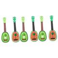 HEMOTON 6 Pcs Mini Fruit Guitar Musical Hawaiian Ukelele Instrument Preschool Toys Guitar Toy Vintage Toys Beginner Ukelele Toy Watermelon Shape Ukulele Wood Grain Plastic Model Child