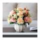 artificial flower gifts Fake Flowers Centerpieces - Lifelike Artificial Silk Flowers Arrangement Simulation Hydrangea Flowers Bouquets with Ceramic Vase Decor for Home/Office/Wedding Indoor or outdo