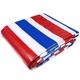 Heavy Duty White Blue Red Tarpaulin Roll Plastic Cloth Stripe Tarpaulin Canvas Tent Waterproof Outdoor Camping For Cargo Coverage (Size:8x8m)