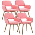 YAXANSIH Modern Velvet Dining Chairs Set of 4, Solid Wood Legs Hollow Backrest Kitchen Room Chair Upholstered Accent Leisure Armchair Kitchen Chair (Color : Pink, Size : 45x43x79cm)