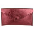 Girly Handbags Womens Italian Suede Leather Envelope Clutch Bag Metallic Burgundy