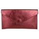 Girly Handbags Womens Italian Suede Leather Envelope Clutch Bag Metallic Burgundy