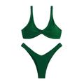 POECE Bikini Bikini Padded Bra High Leg Bandage Push Up Bikini Set Brazilian Swimsuit Women Swimwear-green-l