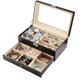 Watch Case Jewelry Case 2 Layers Watch Box Jewelry Box Organizer Large Mirrored Watch Storage Case Men Women Storage Watch Box interesting