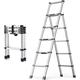 Telescoping Ladder, Home Garden Office Garage 5 Step Ladders Multi Purpose Aluminum Folding Ladder Stepladder (Color : Silver white, Size : 5 step) surprise gift