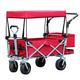 Trolleys,8 inch Wide Wheel Foldable Pull Along with Roof Garden Trailer Hand Cart Transport Trolley with Push Handle+Tail Bag+Top/Camouflage (Red)