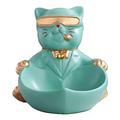 Entryway key holder tray,Decorative home accessories,Fortune Cat Statue Figurine Key Bowl For Entryway Table, Storage Tray Statue, Jewelry Plate, Candy Bowl For Office-blue-20x23.5x18.5cm ( Color : Bl