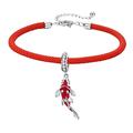 nezih Red Rope Bracelet 925 Sterling Silver Enamel Fish Dragonfly Rainbow Beads And Charm DIY Bracelets Jewelry Accessories (Color : FISH BSC085)