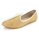 Mens Gents Traditional Groom Ethnic Wedding Indian Pumps Khussa Jutti Slip On Flat Gold Shoes Size 6 UK 40 EU