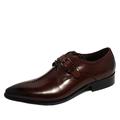 AQQWWER Mens Dress Shoes Oxford Shoes Deep Coffee Color/Dark Yellow/Black Mens Business Dress Shoes Genuine Leather Pointed Toe Mens Wedding Shoes (Color : Wine red, Size : 6)